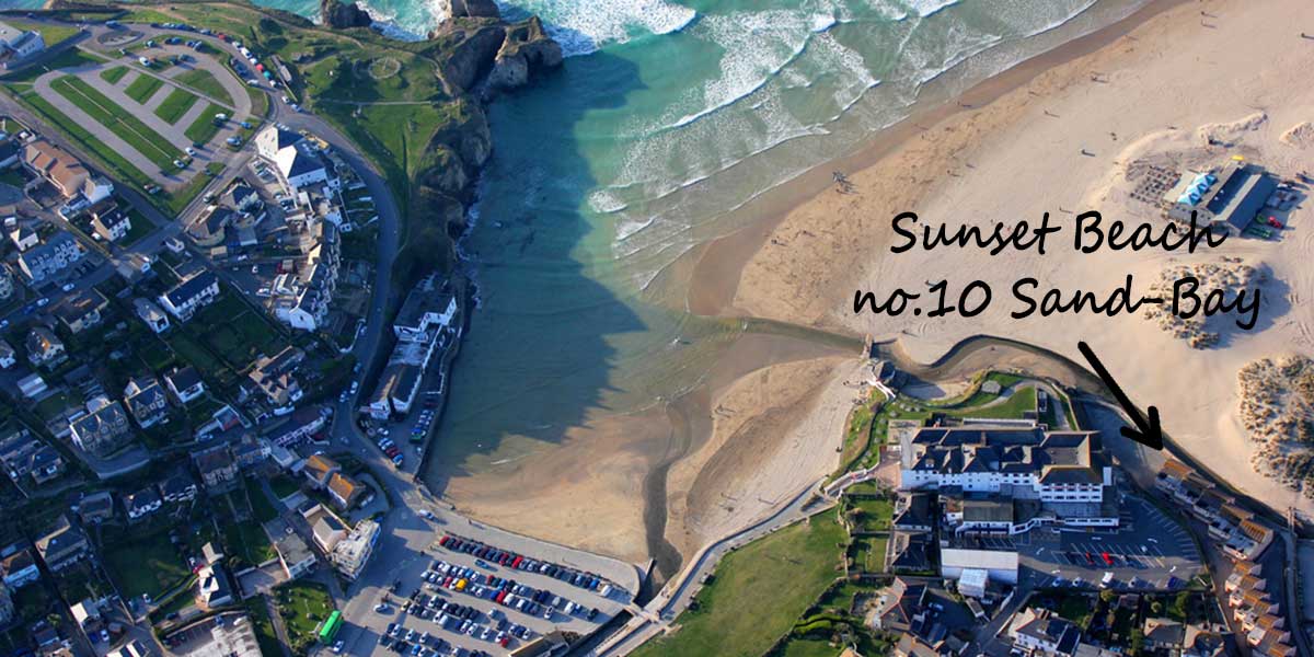 perranporth self catering top beach view arrow